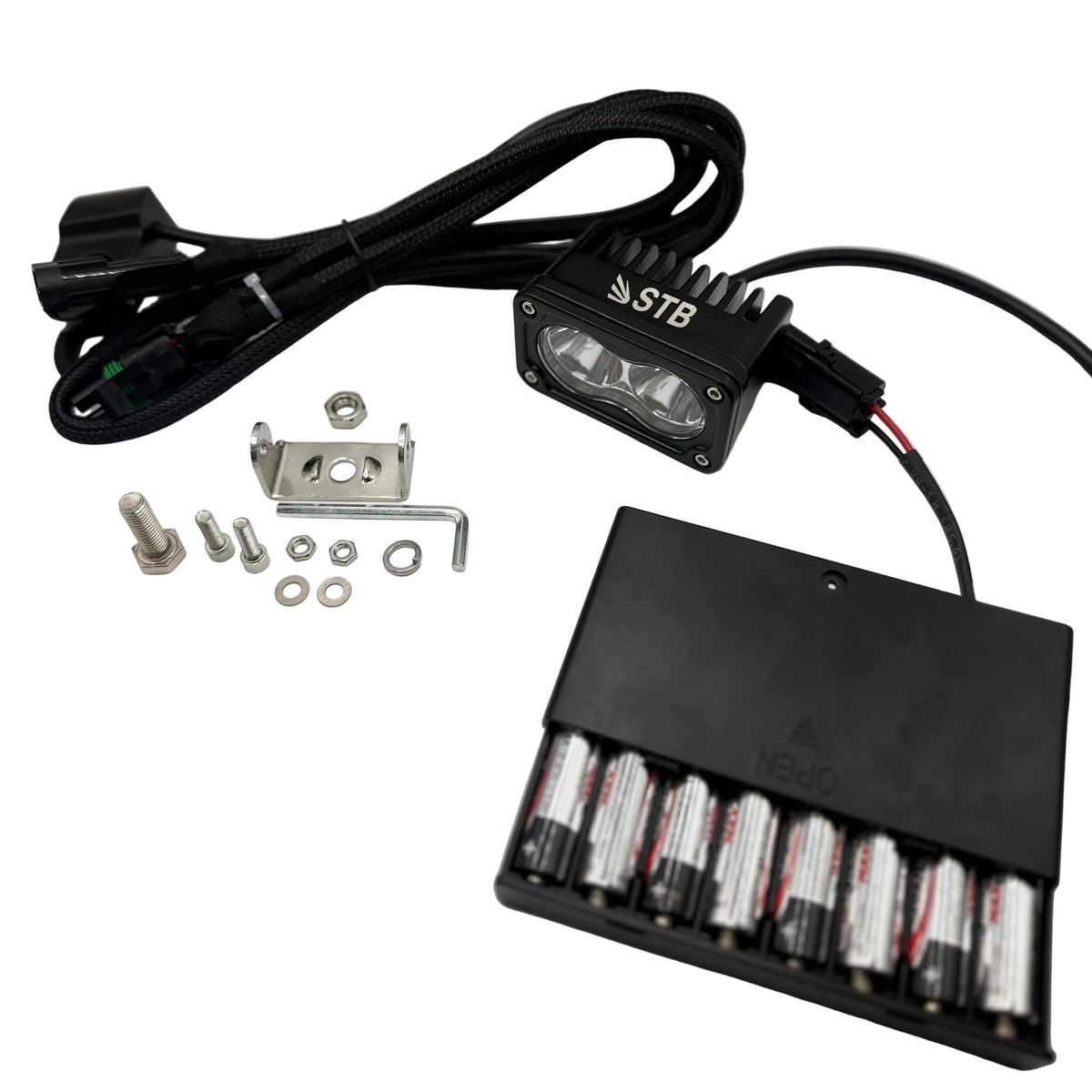 Battery powered wheelie light kit with clear light pod and AA battery pack