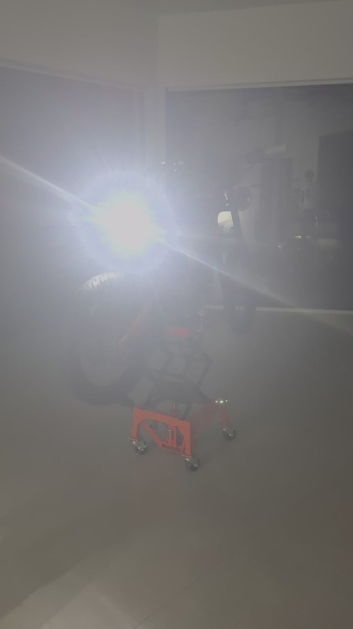 chase light in action showing bright rear-facing light output at night