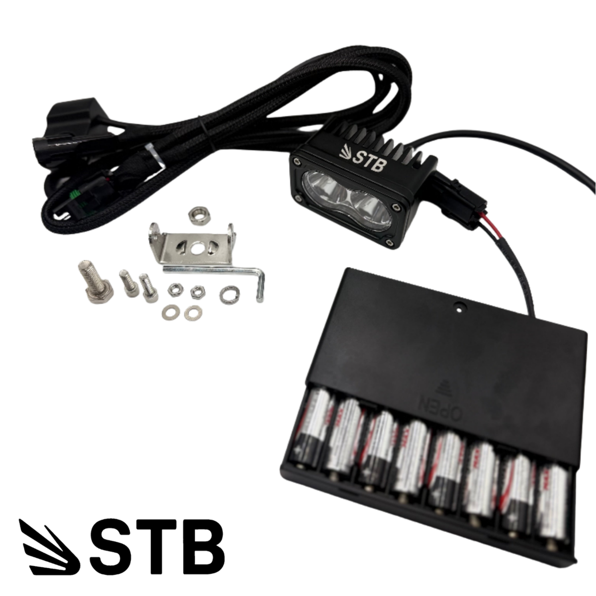 Tuttio wheelie light kit with battery pack and mounting hardware